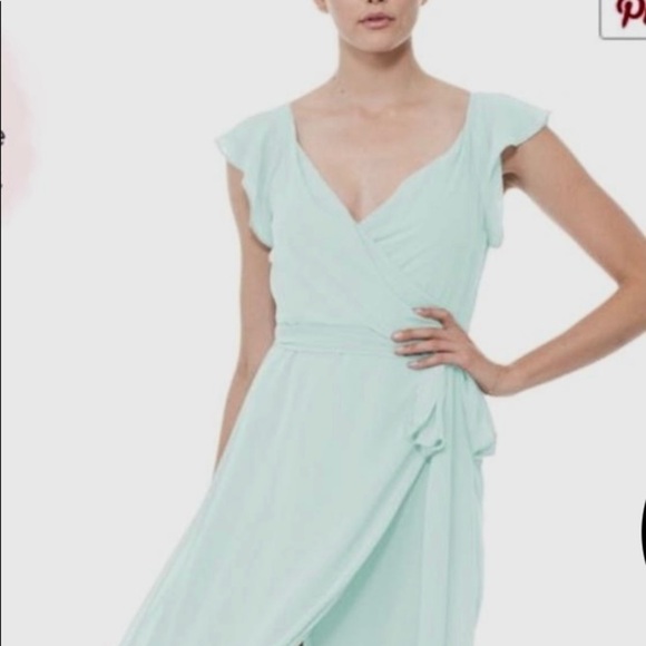 CEREMONY I Want Candy Chiffon Mint wrap Dress S - Picture 1 of 9